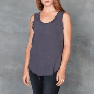 Black Crane center seam tank in raw silk
